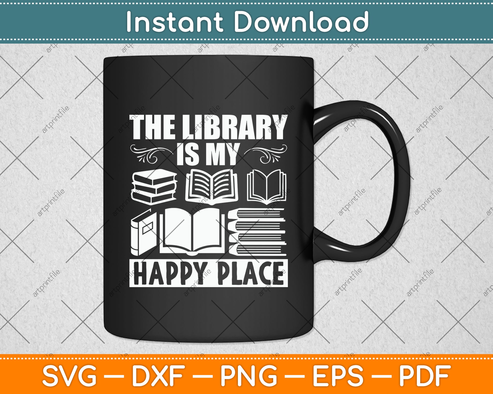 The Library Is My Happy Place Book Lover Librarian Svg Digital Cutting File