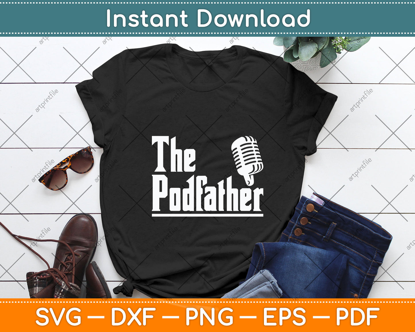 The Podfather Podcast Svg Png Dxf Digital Cutting File