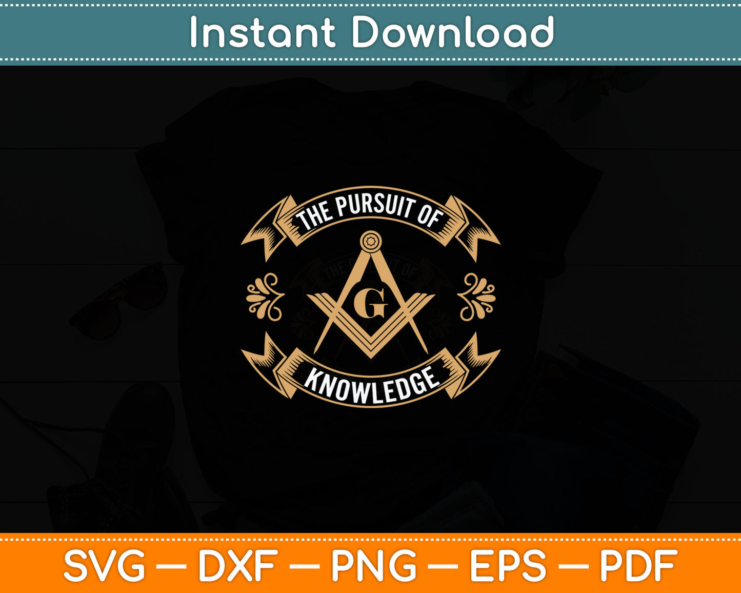 The Pursuit Of Knowledge Mason Fraternal SMIB Freemason Svg Digital Cutting File