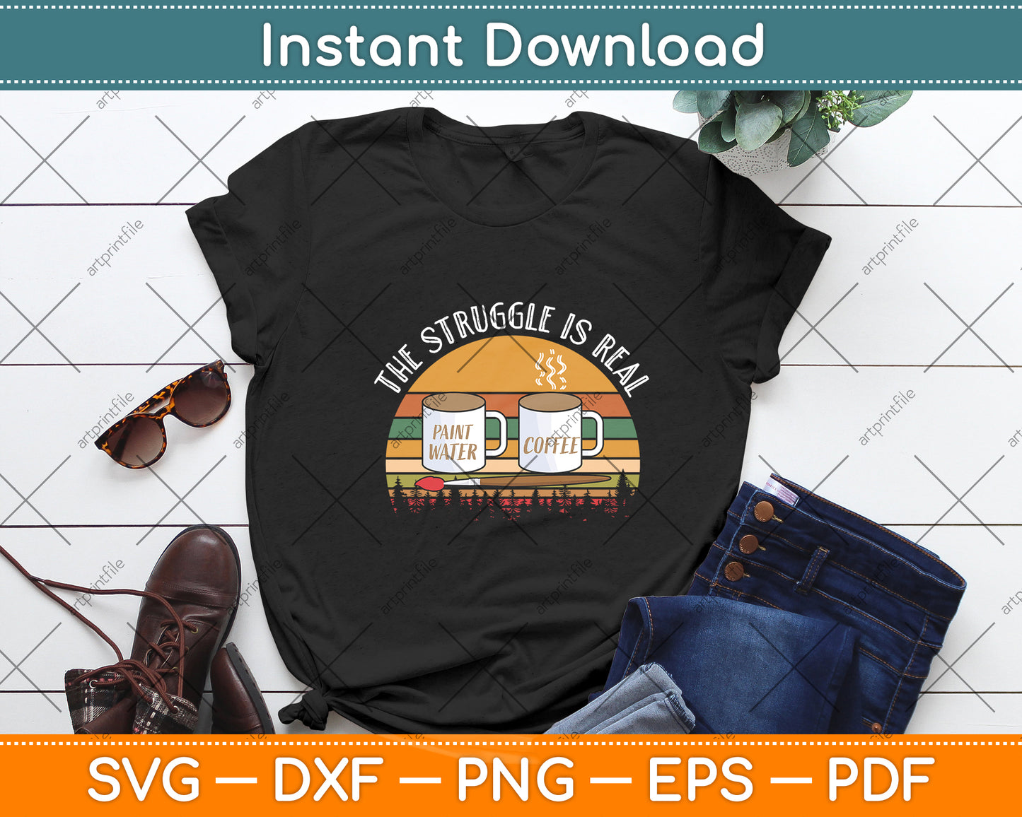 The Struggle Is Real Artist Paint Svg Digital Cricut Cutting File