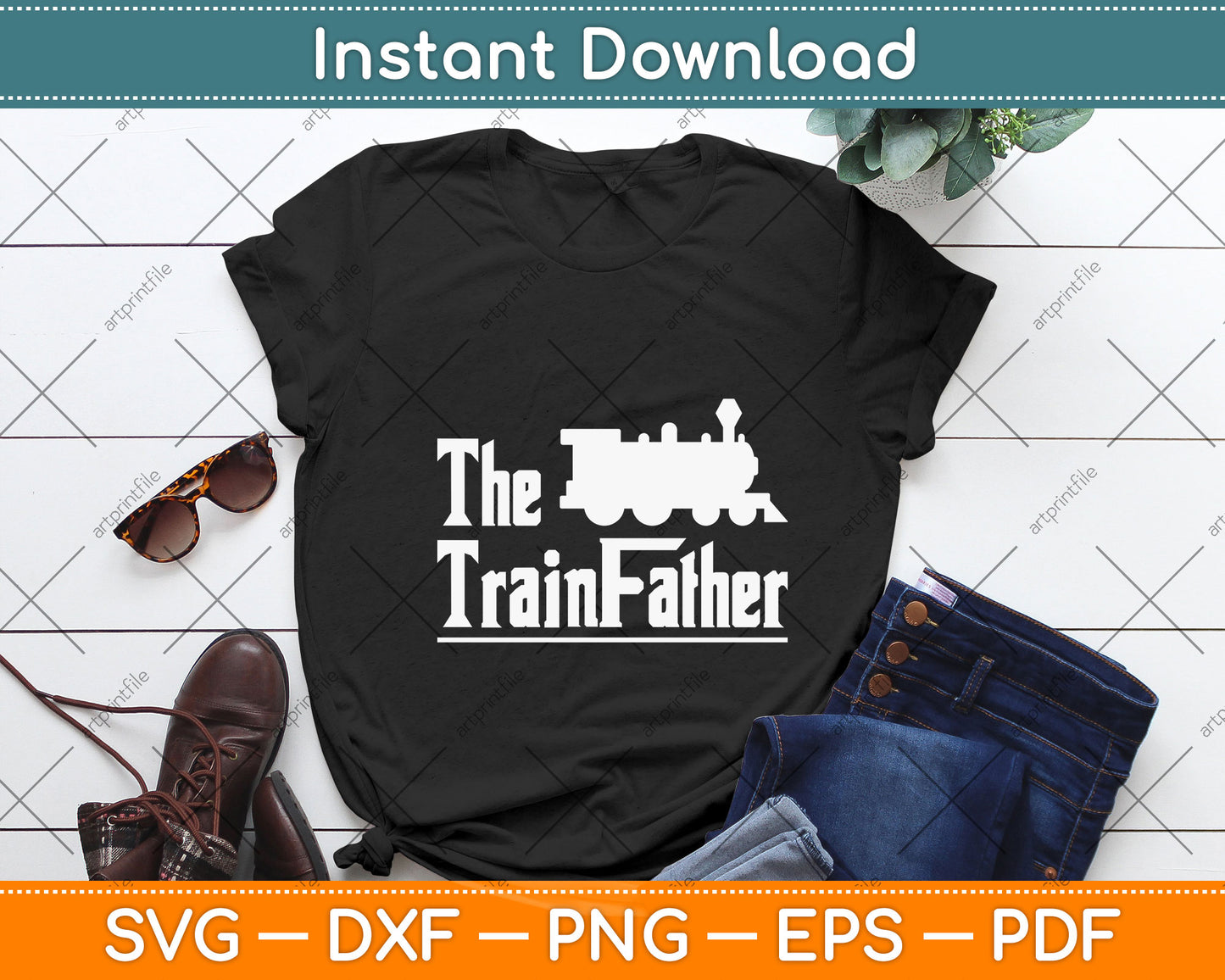 The Trainfather Railroad Svg Png Dxf Digital Cutting File