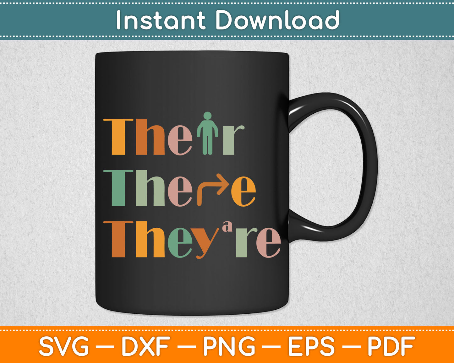 Their There They're Funny English Teacher Grammar Police Svg Digital Cutting File
