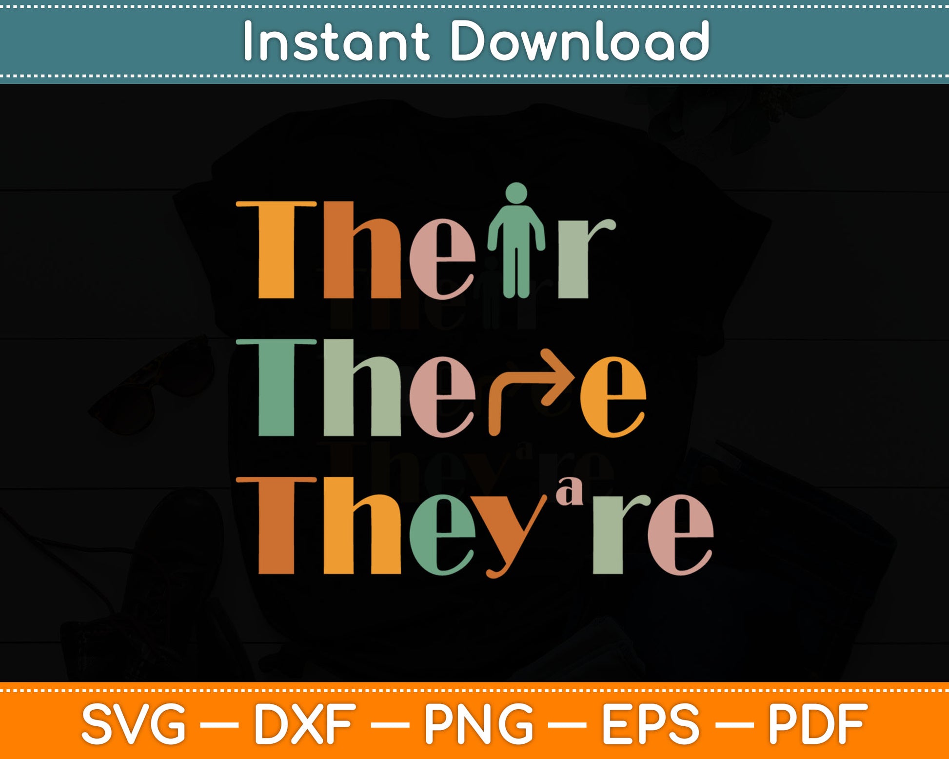 Their There They're Funny English Teacher Grammar Police Svg Digital Cutting File