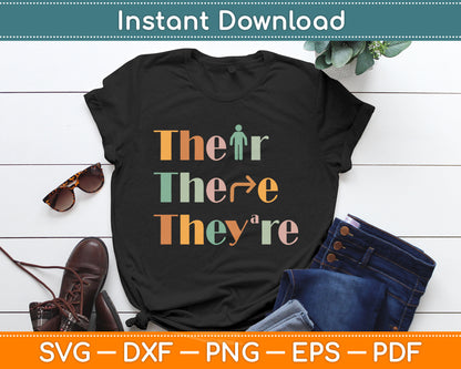 Their There They're Funny English Teacher Grammar Police Svg Digital Cutting File