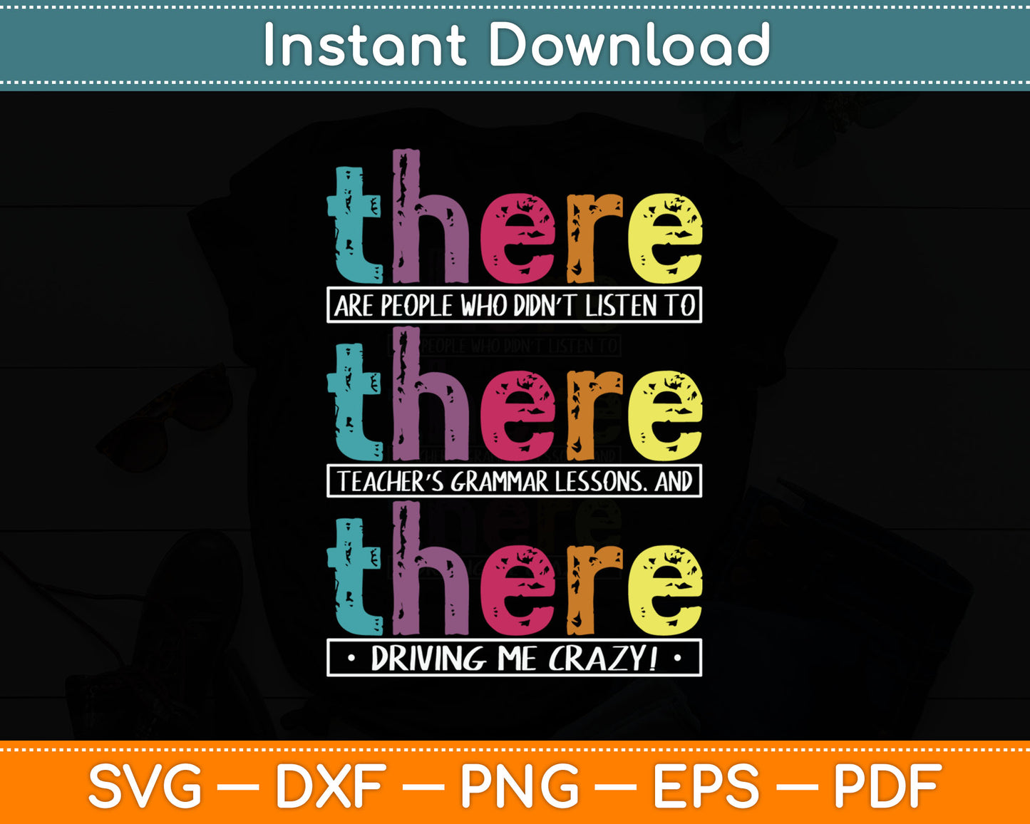 There Their They're English Grammar Teacher Funny Svg Digital Cutting File