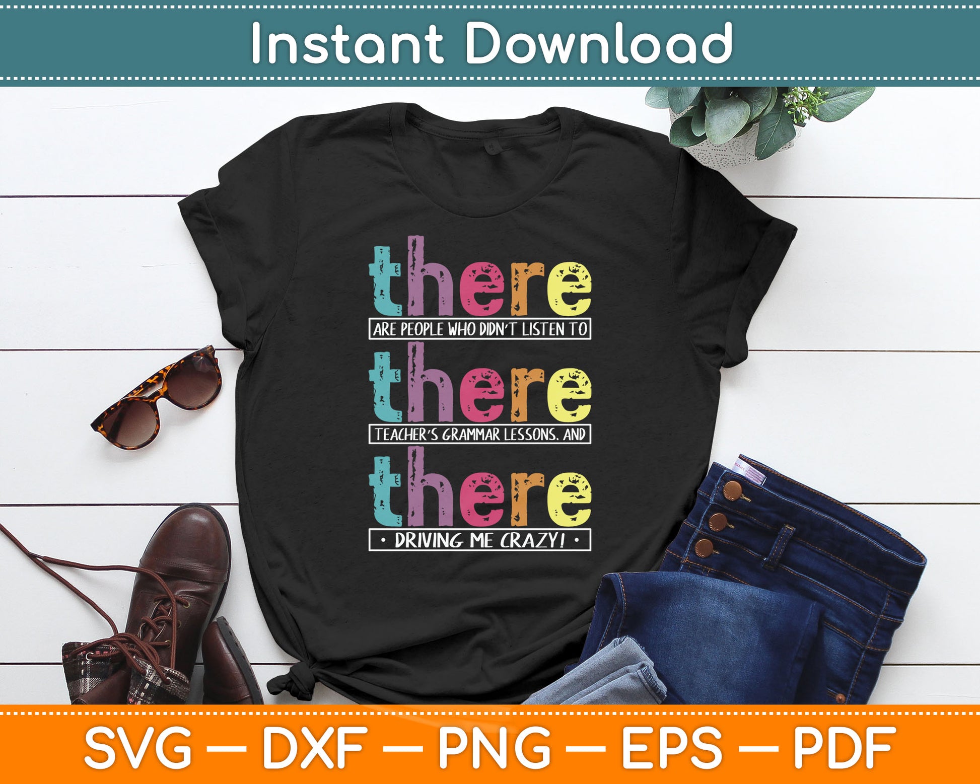 There Their They're English Grammar Teacher Funny Svg Digital Cutting File