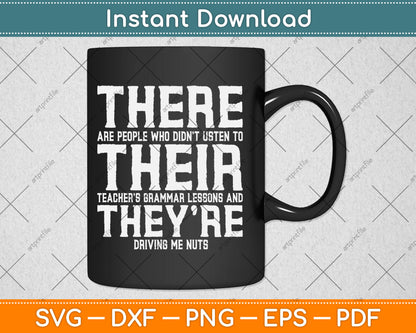 There Their They're Funny Teaching Grammar English Svg Digital Cutting File