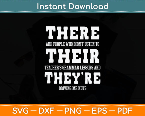 There Their They're Funny Teaching Grammar English Svg Digital Cutting File