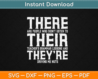 There Their They're Funny Teaching Grammar English Svg Digital Cutting File
