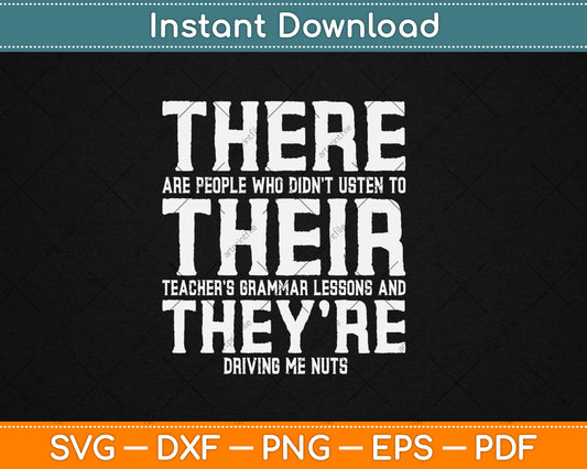 There Their They're Funny Teaching Grammar English Svg Digital Cutting File