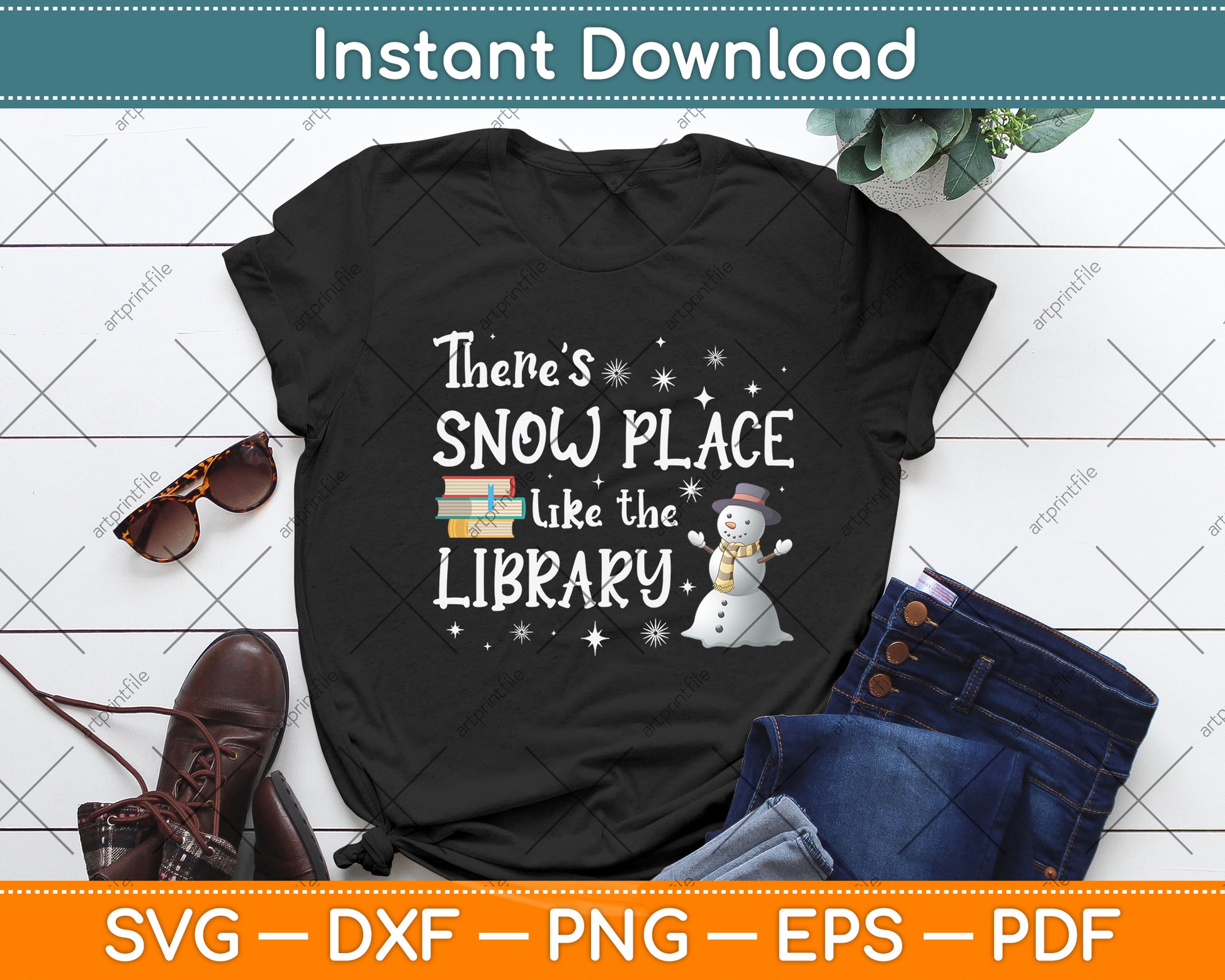 Librarian There's Snow Place Like The Library Christmas Snow Svg Digital Cutting File