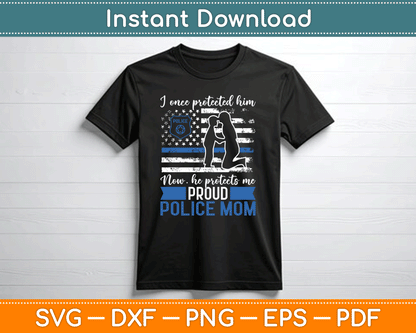 Thin Blue Line American Flag Proud Police Mom SVG Digital Cutting File