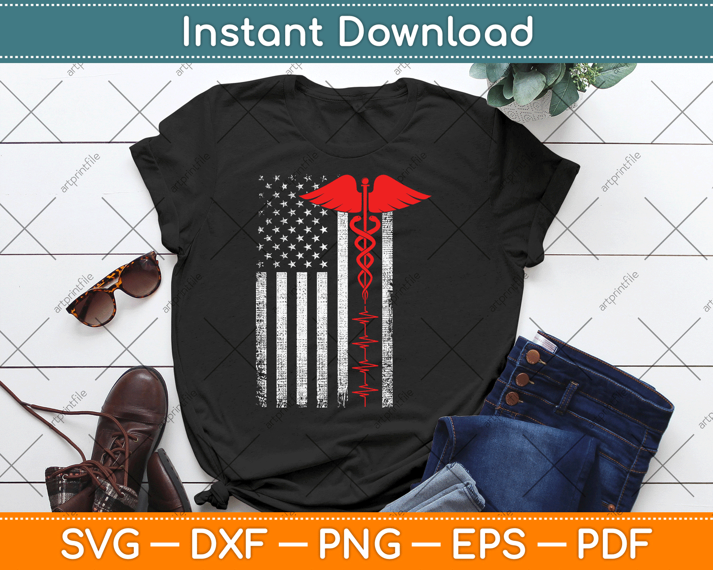 Thin Red Line USA Flag Nurse SVG Digital Cutting File