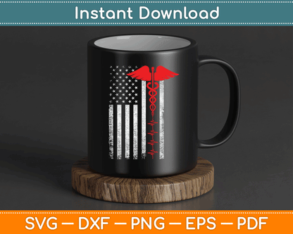 Thin Red Line USA Flag Nurse SVG Digital Cutting File