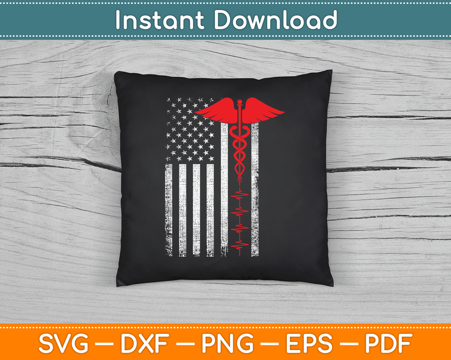 Thin Red Line USA Flag Nurse SVG Digital Cutting File