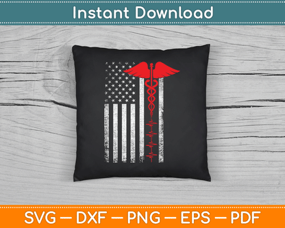 Thin Red Line USA Flag Nurse SVG Digital Cutting File