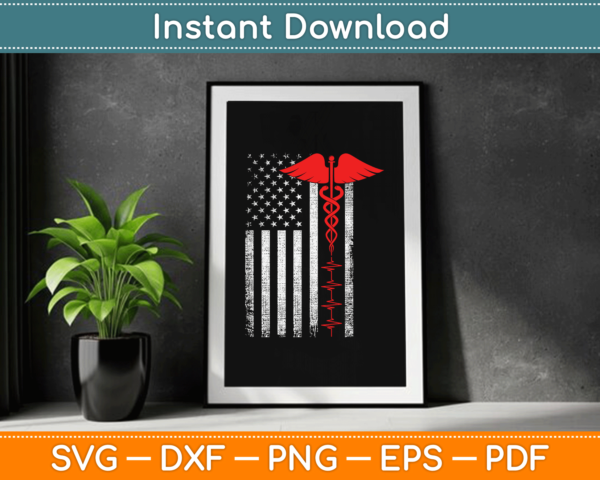 Thin Red Line USA Flag Nurse SVG Digital Cutting File