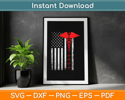 Thin Red Line USA Flag Nurse SVG Digital Cutting File