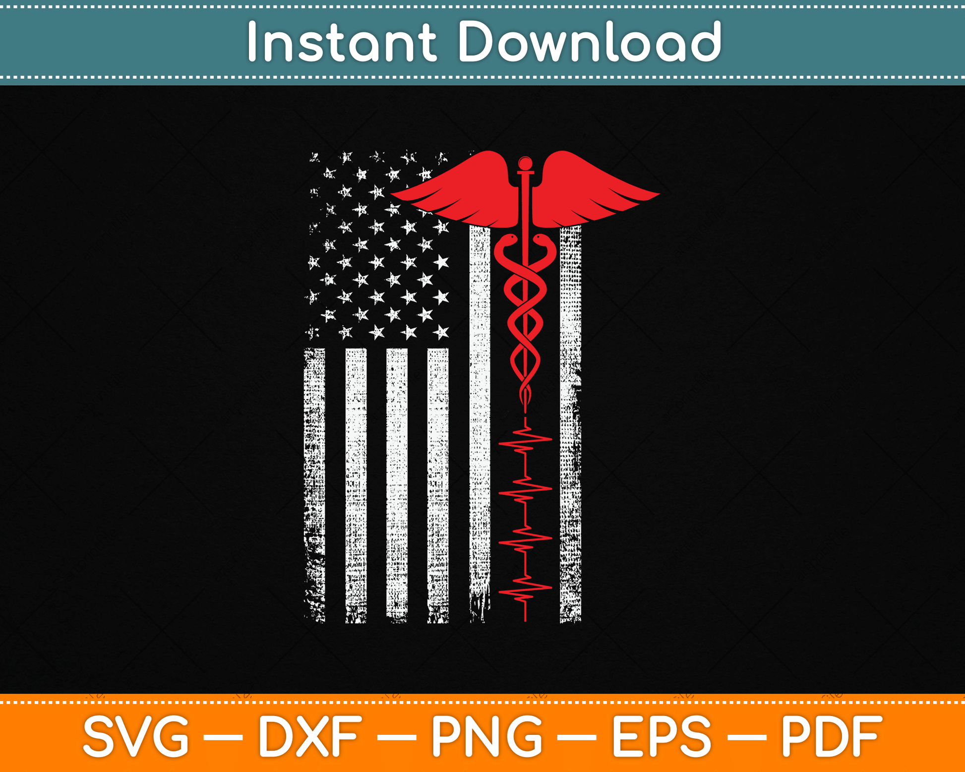 Thin Red Line USA Flag Nurse SVG Digital Cutting File