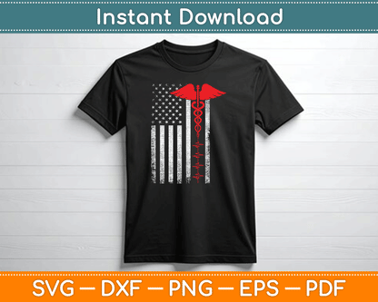 Thin Red Line USA Flag Nurse SVG Digital Cutting File