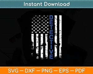 Thin Blue Line Flag American Detective Svg Digital Cutting File