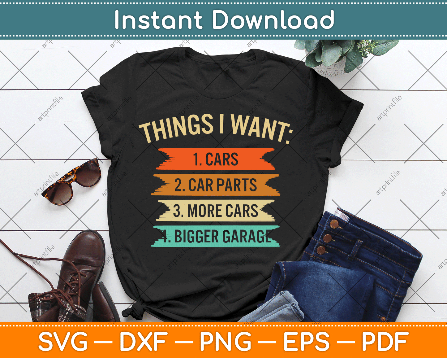 Things I Want Car Parts Enthusiast Auto Mechanic Engine SVG Digital Cutting File