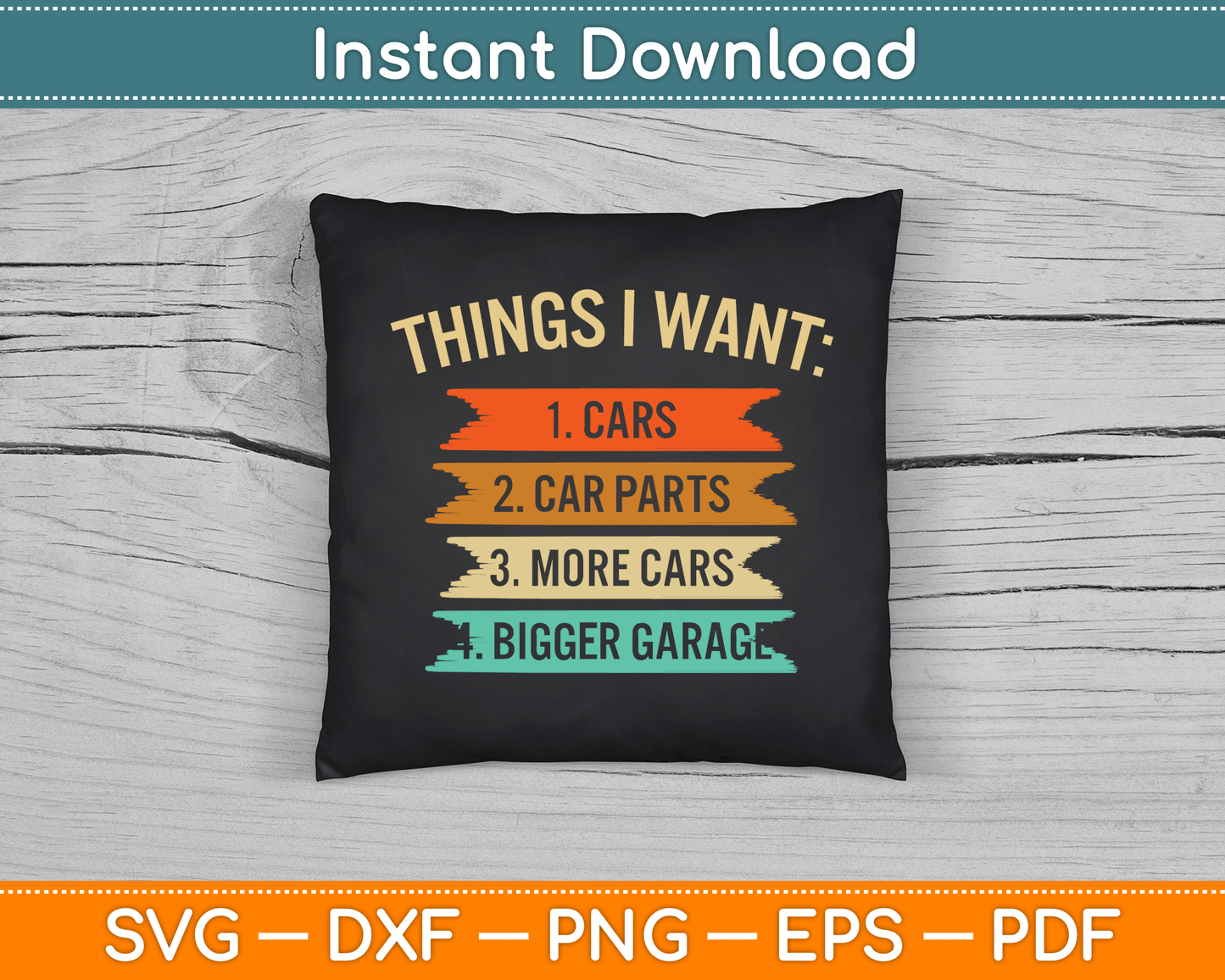 Things I Want Car Parts Enthusiast Auto Mechanic Engine SVG Digital Cutting File