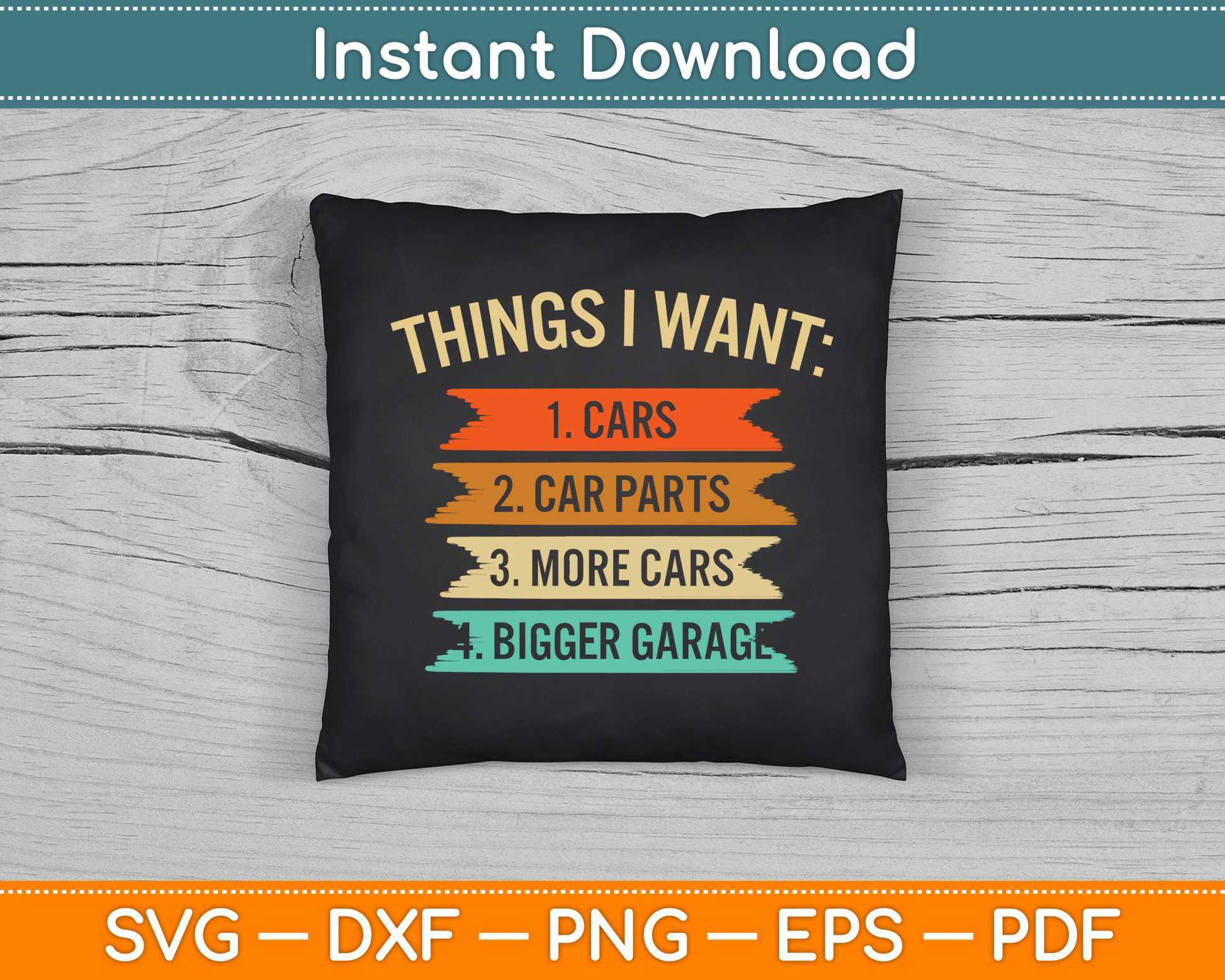 Things I Want Car Parts Enthusiast Auto Mechanic Engine SVG Digital Cutting File