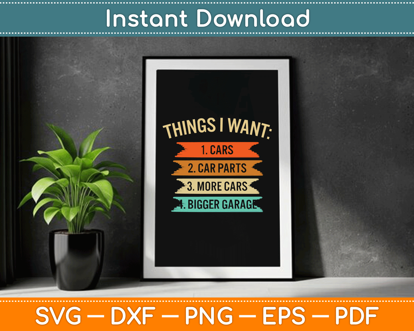 Things I Want Car Parts Enthusiast Auto Mechanic Engine SVG Digital Cutting File