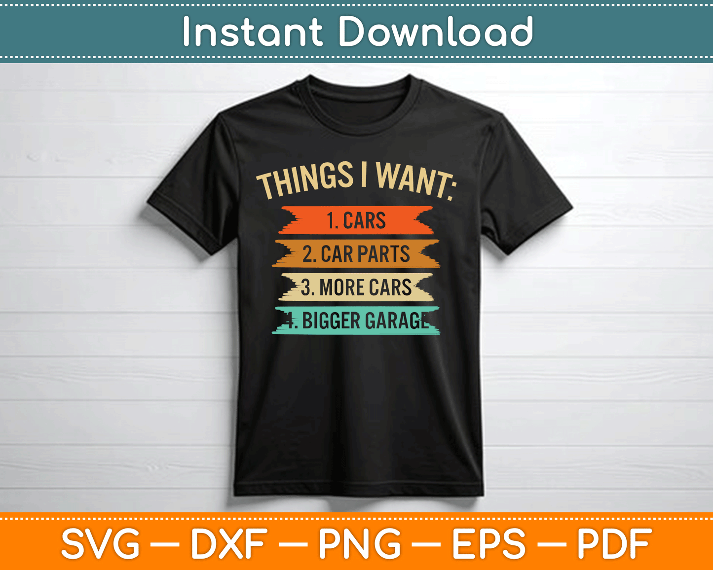 Things I Want Car Parts Enthusiast Auto Mechanic Engine SVG Digital Cutting File