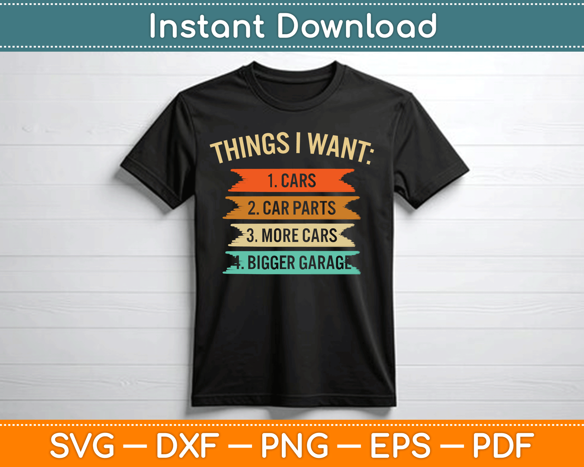 Things I Want Car Parts Enthusiast Auto Mechanic Engine SVG Digital Cutting File