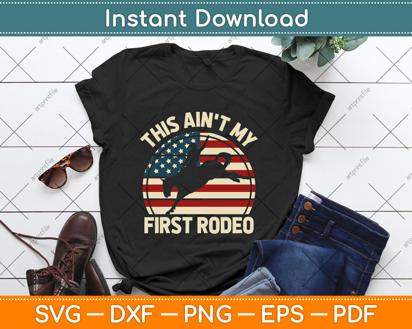 This Ain't My First Rodeo Cowboy Riding Funny Western SVG Digital File