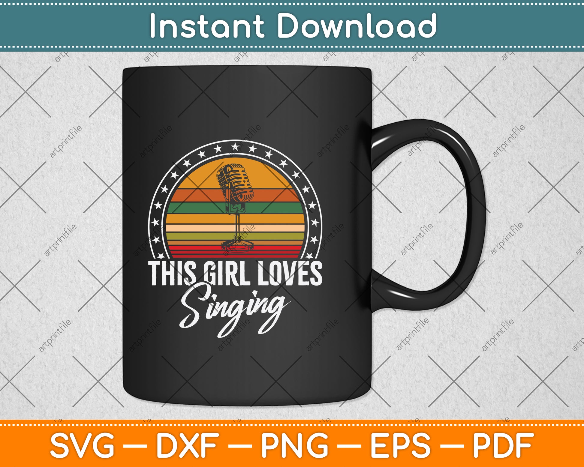 This Girl Loves Singing Vintage Retro Svg Png Dxf Digital Cutting File