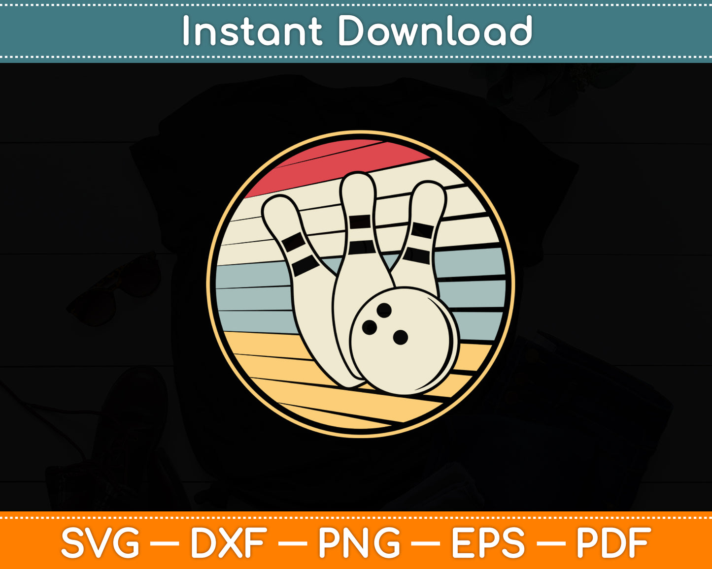 This Is How I Roll Vintage Retro Bowling 60s 70s Bowler Svg Png Dxf Digital Cutting File