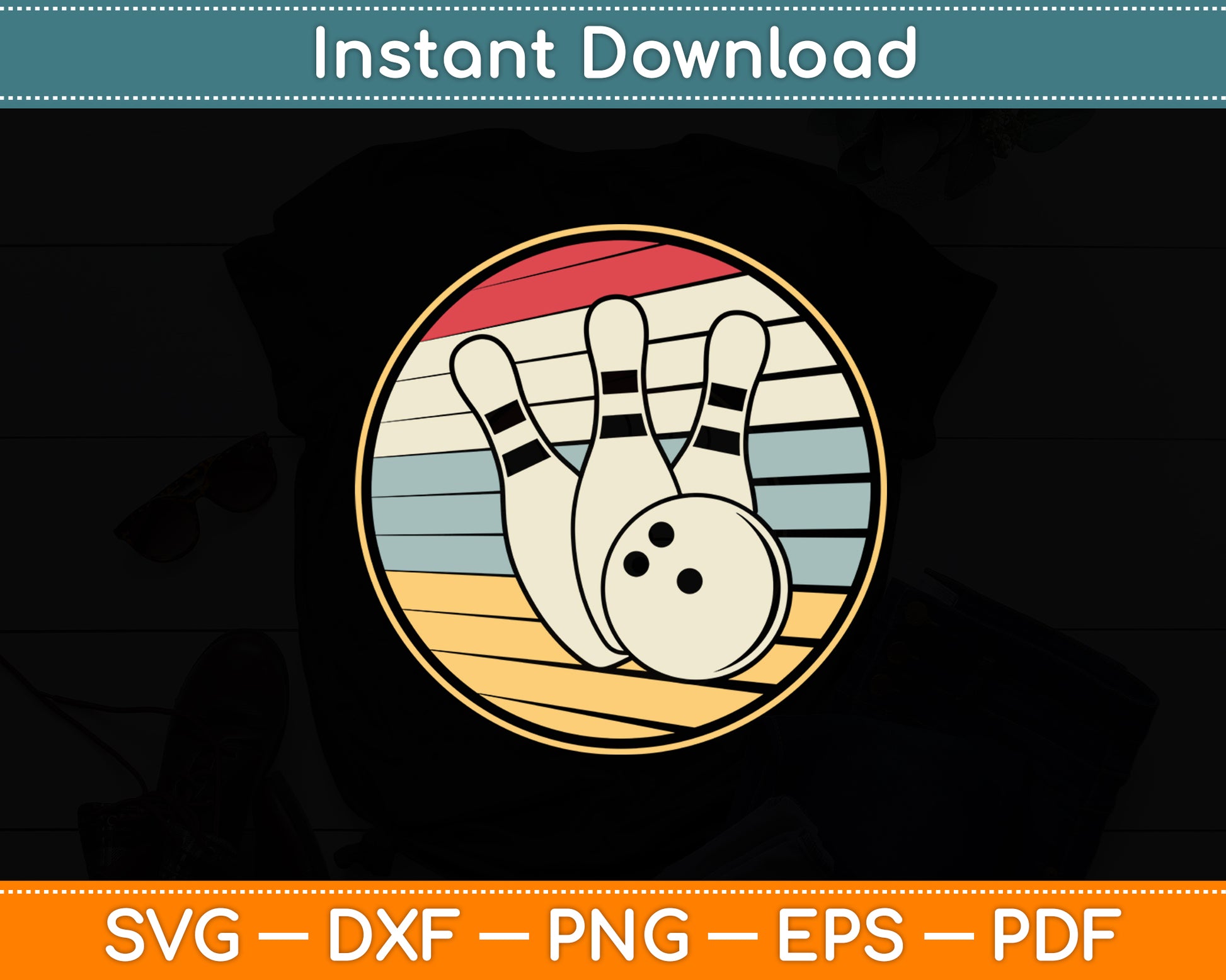 This Is How I Roll Vintage Retro Bowling 60s 70s Bowler Svg Png Dxf Digital Cutting File