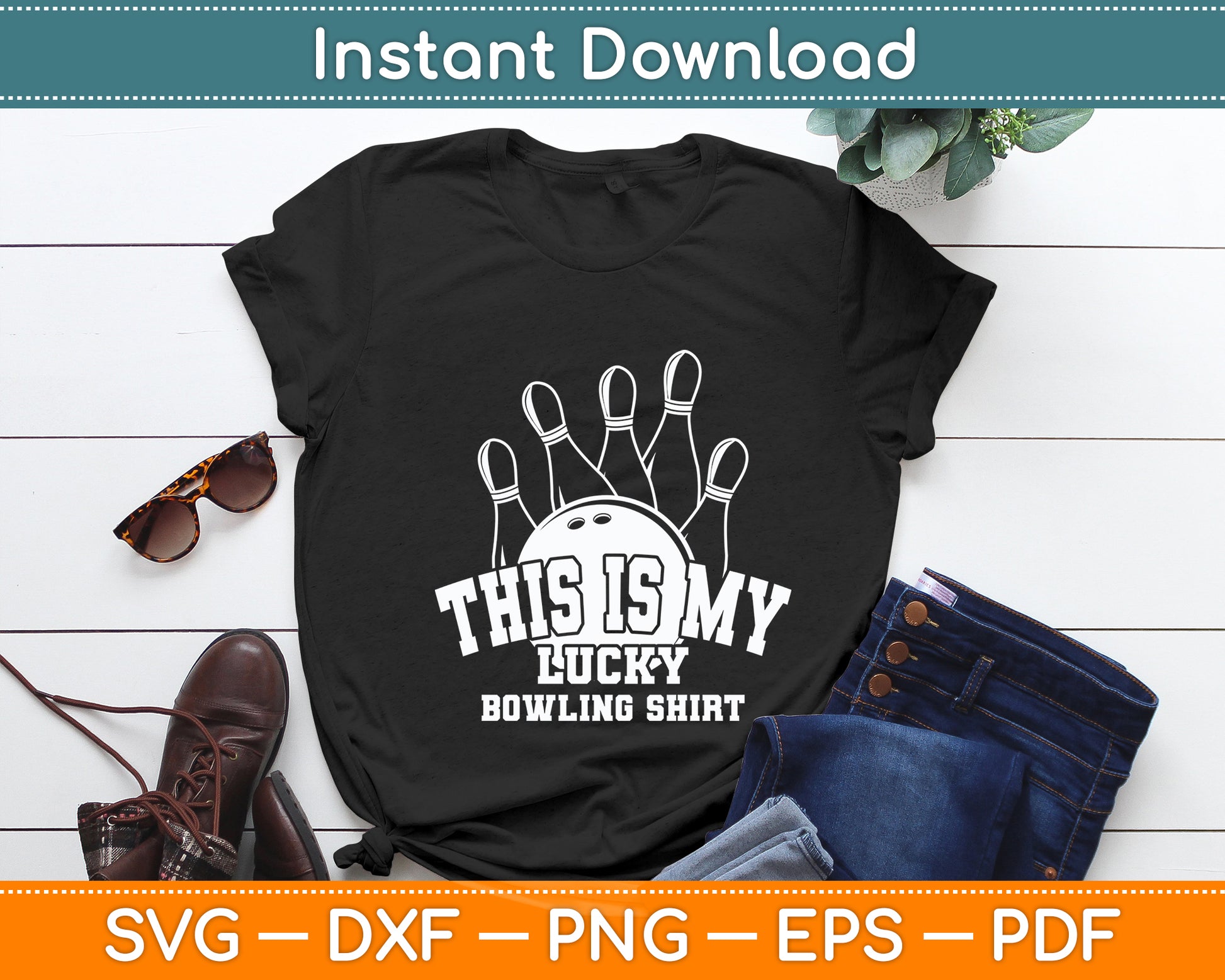 This Is My Lucky Bowling Team Vintage Retro Funny Svg Digital Cutting File