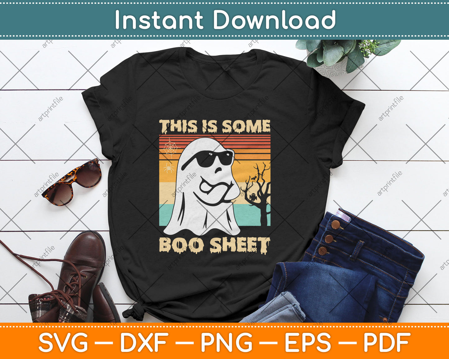 This is Some Boo Sheet Ghost Vintage Retro Funny Halloween Svg Digital Cutting File