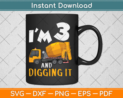 Three 3yr 3rd Birthday Construction Boy 3 Years Old Svg Digital Cutting File