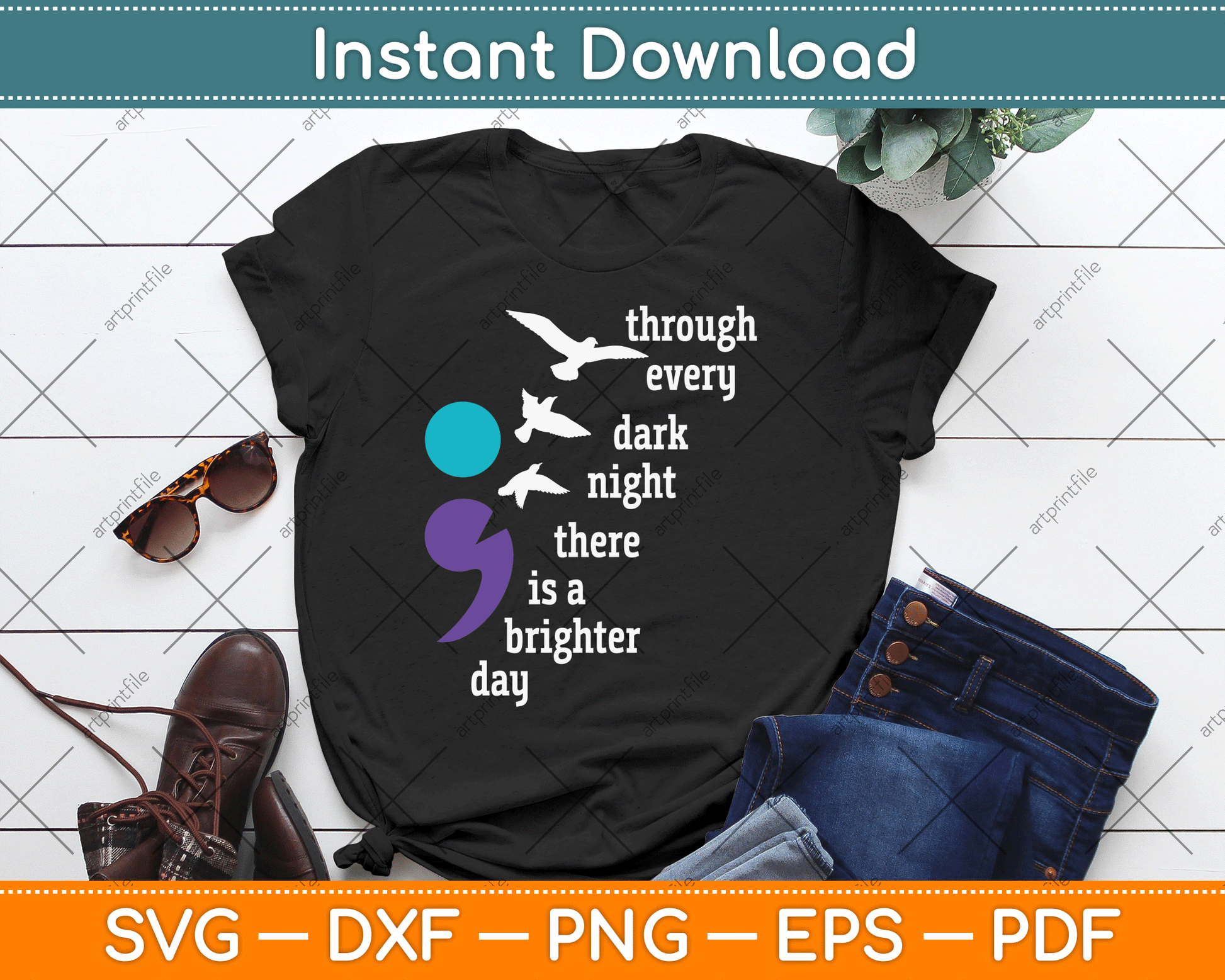 Through Every Dark Night There Is A Brighter Day SVG Digital Cutting File