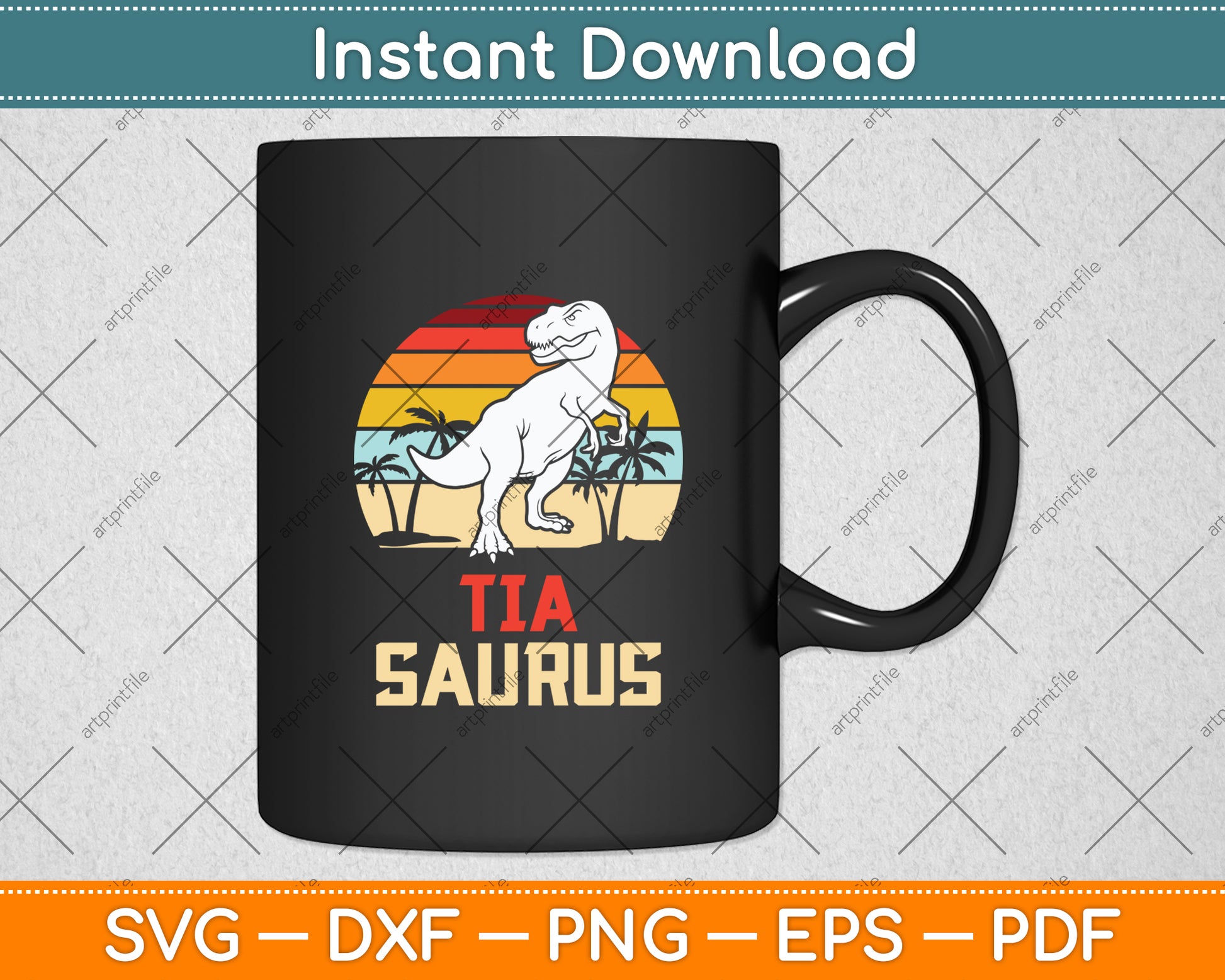 Tia Saurus Dinosaur Funny Retro Vintage Svg Digital Cutting File