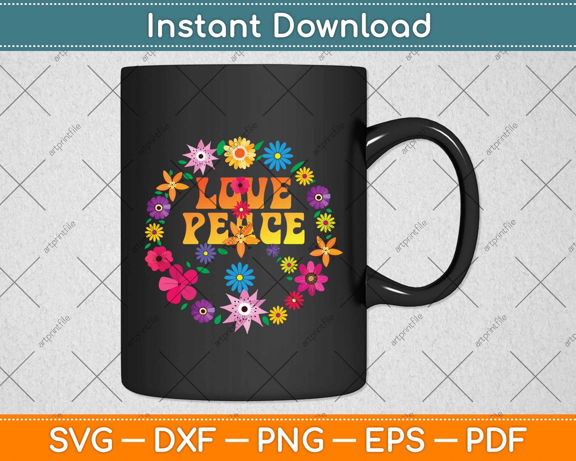 Tie Dye Peace Sign Hippy Love Svg Png Dxf Digital Cutting File