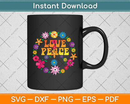 Tie Dye Peace Sign Hippy Love Svg Png Dxf Digital Cutting File