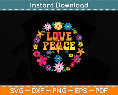 Tie Dye Peace Sign Hippy Love Svg Png Dxf Digital Cutting File