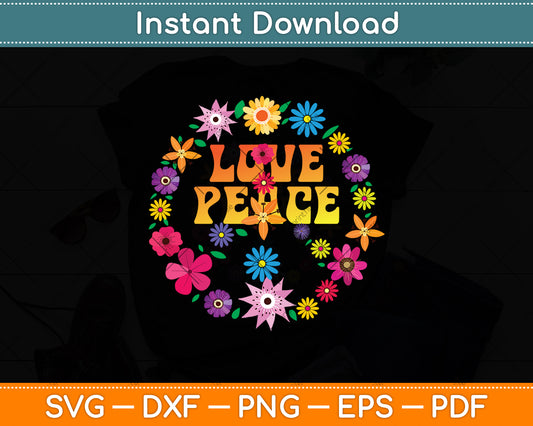 Tie Dye Peace Sign Hippy Love Svg Png Dxf Digital Cutting File