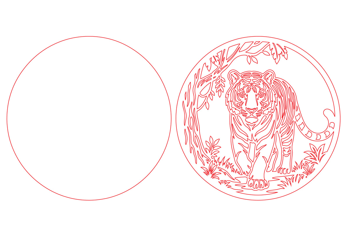 Tiger Jungle Circle Laser Cut SVG