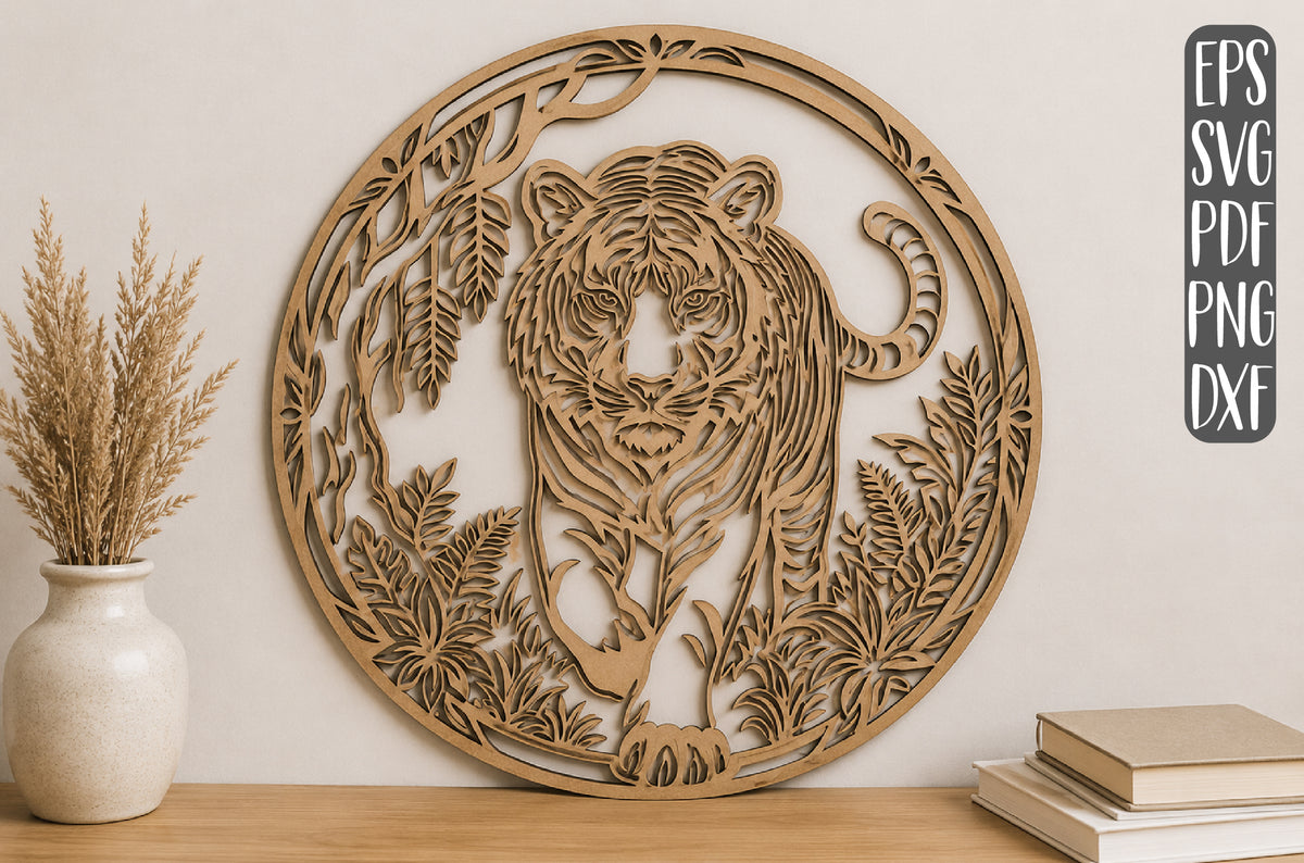 Tiger Layered Laser Cut SVG