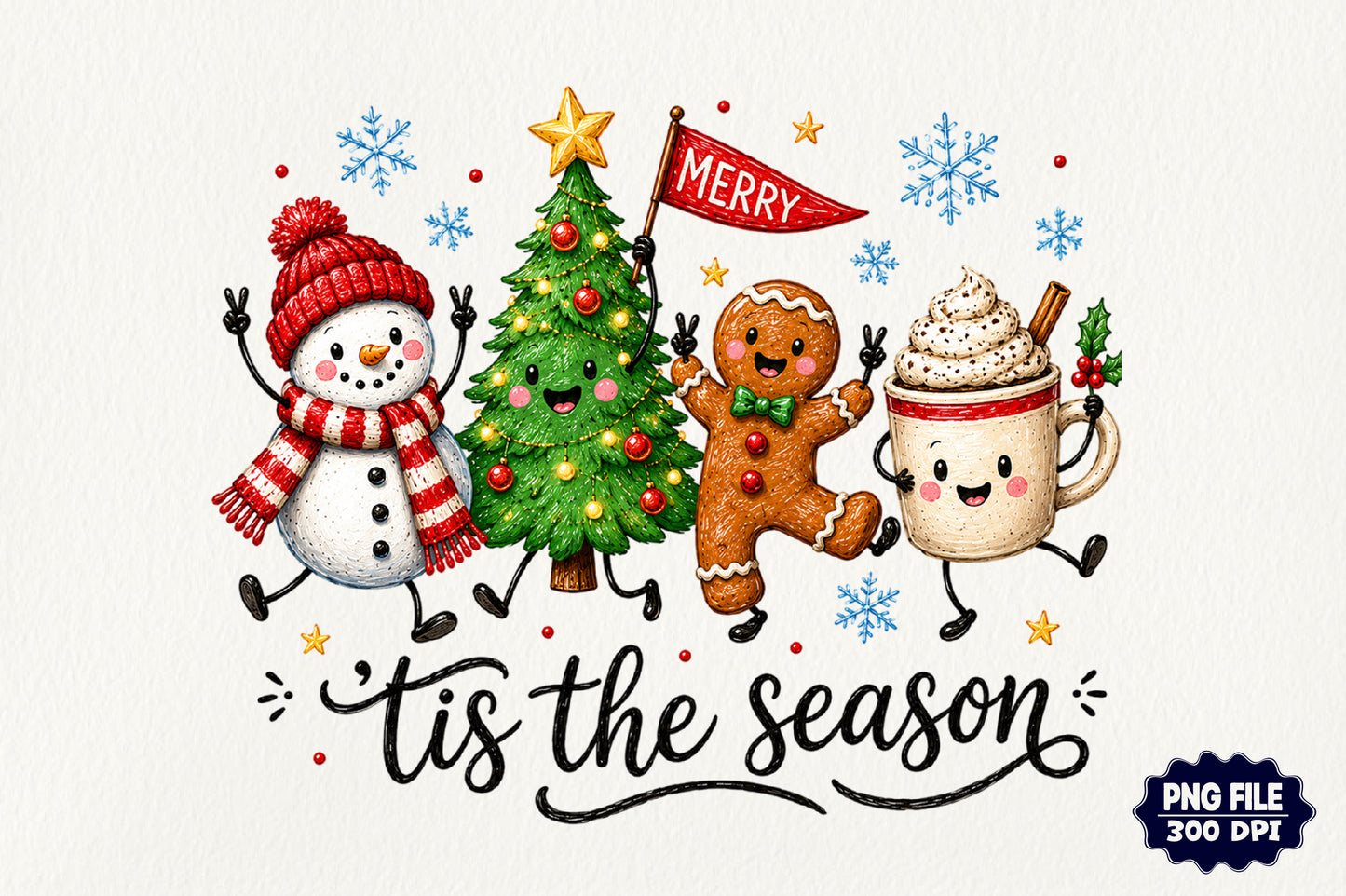 Tis The Season Christmas PNG Cute Holiday Sublimation Design