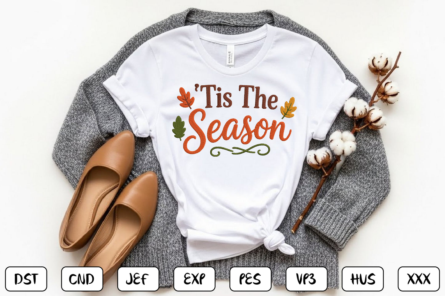 Tis The Season Embroidery Design, Christmas Holiday Machine Embroidery Pattern, Festive Winter Embroidery Design