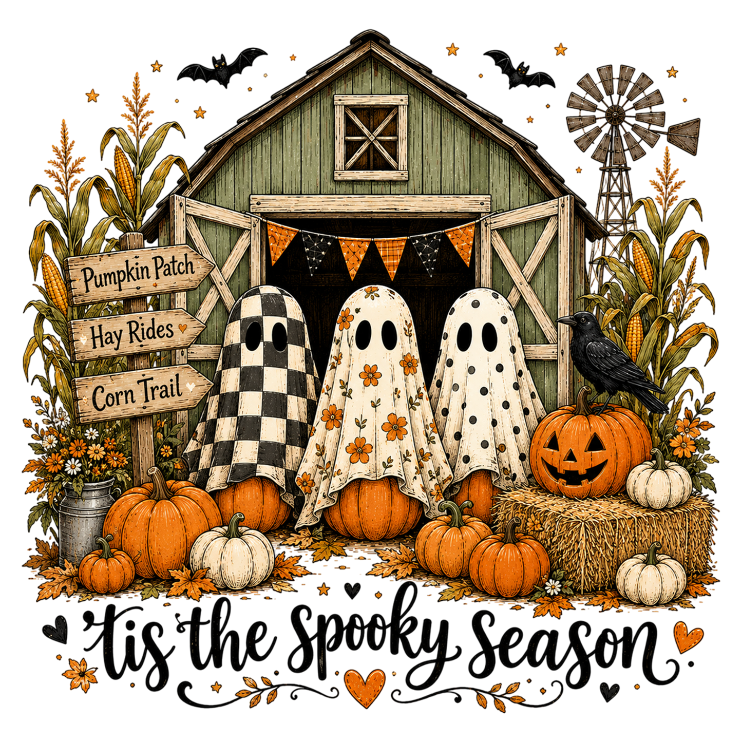 Tis The Spooky Season Ghost Pumpkin Halloween Fall PNG Sublimation