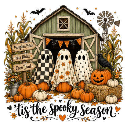 Tis The Spooky Season Ghost Pumpkin Halloween Fall PNG Sublimation